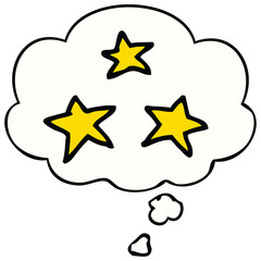 cartoon stars and thought bubble