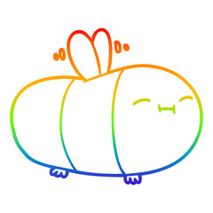 rainbow gradient line drawing happy cartoon bee