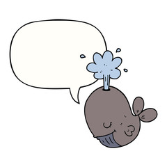 cartoon spouting whale and speech bubble