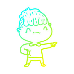 cold gradient line drawing cartoon friendly boy