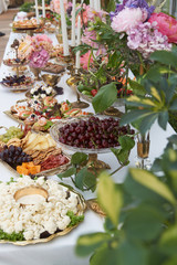 Catering service. Restaurant table with buffet food