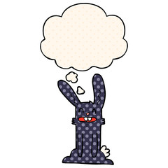 cartoon rabbit and thought bubble in comic book style