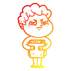 warm gradient line drawing cartoon angry man