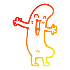 warm gradient line drawing cartoon happy sausage