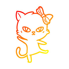 warm gradient line drawing cute cartoon cat