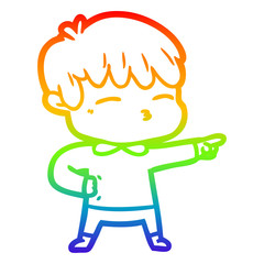 rainbow gradient line drawing cartoon curious boy