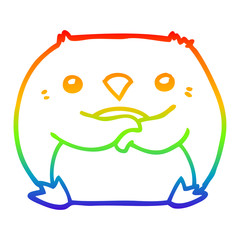 rainbow gradient line drawing cartoon penguin