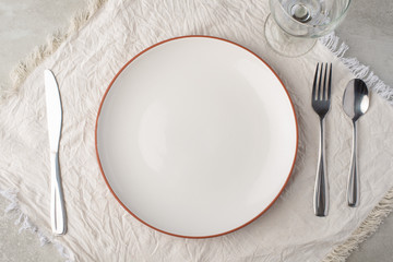 Dinner plate setting top view