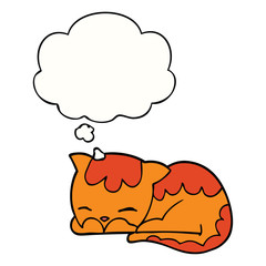 cartoon cat sleeping and thought bubble