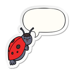 cute cartoon ladybug and speech bubble sticker