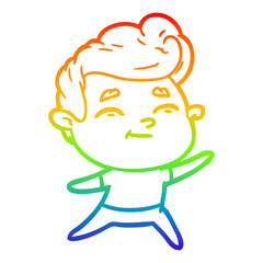 rainbow gradient line drawing happy cartoon man
