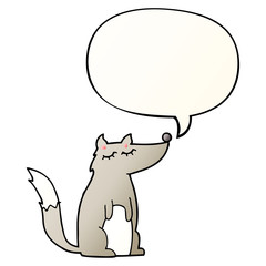 cartoon wolf and speech bubble in smooth gradient style
