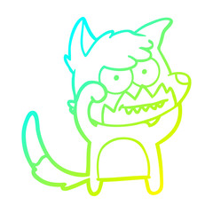 cold gradient line drawing cartoon grinning fox