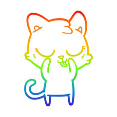 rainbow gradient line drawing cartoon cat