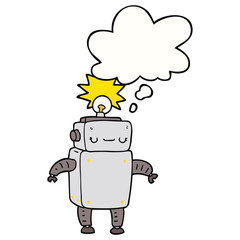 Obraz premium cartoon robot and thought bubble