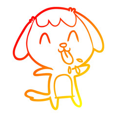 warm gradient line drawing cute cartoon dog