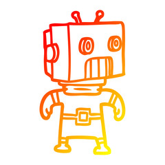 warm gradient line drawing cartoon robot