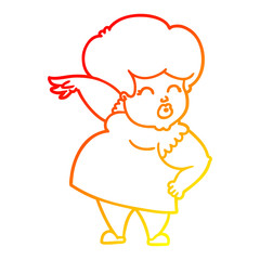warm gradient line drawing cartoon woman making hand gesture