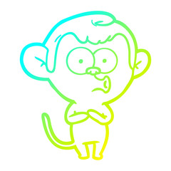 cold gradient line drawing cartoon hooting monkey
