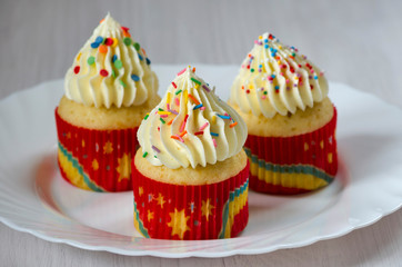 Cupcakes on the plate with white background