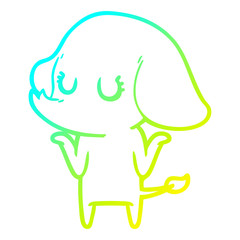 cold gradient line drawing cute elephant shrugging shoulders