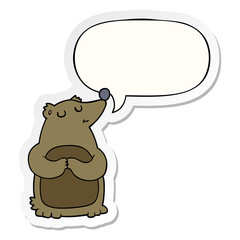 cartoon bear and speech bubble sticker