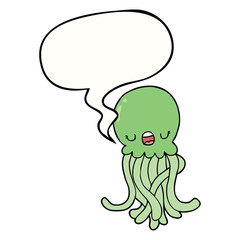 cartoon jellyfish and speech bubble
