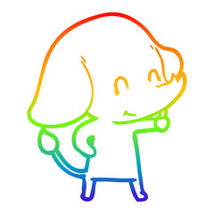 rainbow gradient line drawing cute cartoon elephant