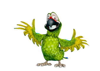 green parrot cartoon in a white background © DM7
