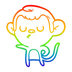rainbow gradient line drawing cartoon monkey