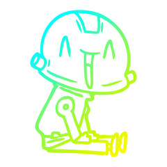 cold gradient line drawing cartoon robot