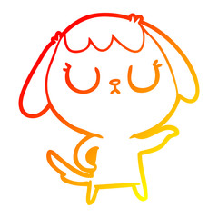 warm gradient line drawing cute cartoon dog