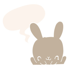 cartoon rabbit and speech bubble in retro style