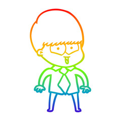 rainbow gradient line drawing cartoon happy boy