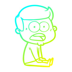 cold gradient line drawing cartoon shocked man
