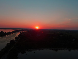 Sunset over Danube river