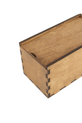 Box of handmade wood on a white background, isolate.