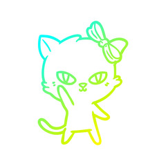 cold gradient line drawing cute cartoon cat