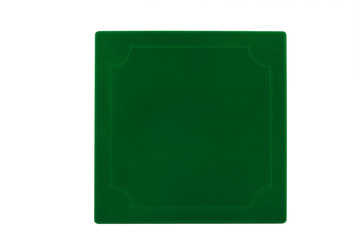 Box of green velvet on white background, isolate.