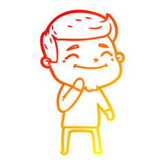 warm gradient line drawing happy cartoon man