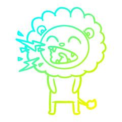 cold gradient line drawing cartoon roaring lion