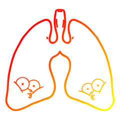 warm gradient line drawing cartoon lungs