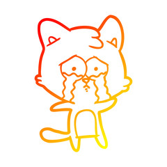 warm gradient line drawing cartoon cat