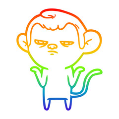 rainbow gradient line drawing cartoon monkey