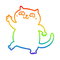rainbow gradient line drawing cartoon cat