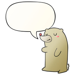 cute cartoon bear and speech bubble in smooth gradient style
