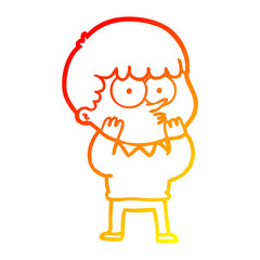 warm gradient line drawing cartoon curious boy