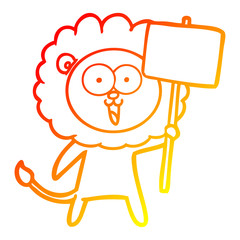 warm gradient line drawing happy cartoon lion