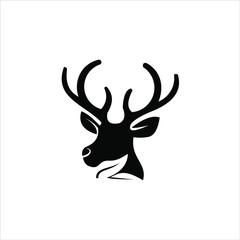 Animal logo deer antler head silhouette