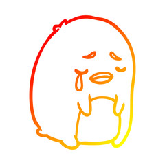 warm gradient line drawing crying penguin